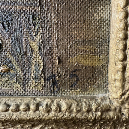 Vintage Seascape Oil Painting "Gilded Frame" Rustic Small Artwork Holland Art Shop