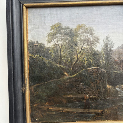 19th Century Antique Landscape Oil Painting "Wooded Valley" Small Art Holland Art Shop