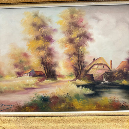 Handcrafted Landscape Oil Painting "Thatched Cottage" Refined Large Art Holland Art Shop
