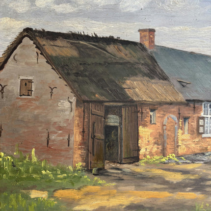 Elegant Farm Oil Painting "Farmhouse Roof" Handcrafted Artwork Holland Art Shop