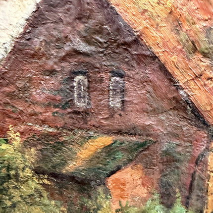 Traditional Scenery Oil Painting "Thatched Cottage" Vintage Artwork Holland Art Shop
