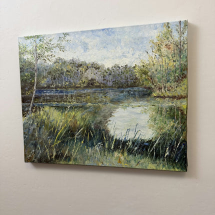 Elegant Landscape Oil Painting "Reed Marsh" Authentic Art Holland Art Shop
