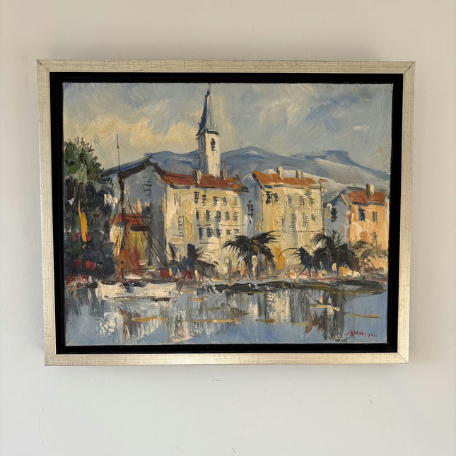 Detailed Harbor Scene Oil Painting "Harbor Buildings" Expressive Artwork Holland Art Shop