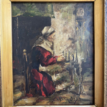 Handcrafted Interior Oil Painting "Seated Woman" Detailed Small Artwork Holland Art Shop