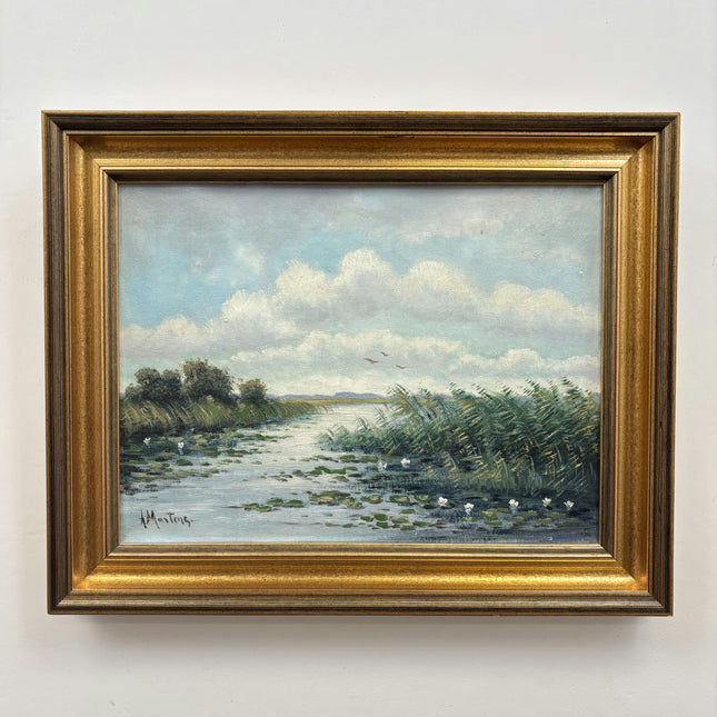 Vintage Still Life Oil Painting "Marsh River" Refined Artwork Holland Art Shop