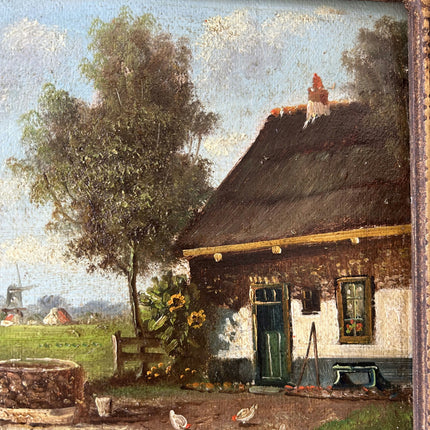 Handcrafted Farm Oil Painting "Thatched Cottage" Traditional Small Artwork Holland Art Shop