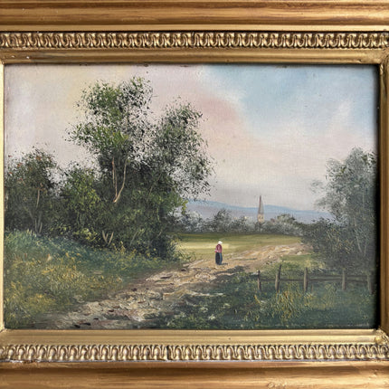 Handcrafted Landscape Oil Painting "Ornate Frame" Detailed Small Art Holland Art Shop