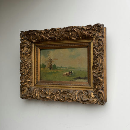 19th Century Antique Landscape Oil Painting "Ornate Frame" Art Holland Art Shop