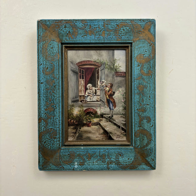 Detailed Figurative Oil Painting "Turquoise Frame" Timeless Small Art Holland Art Shop
