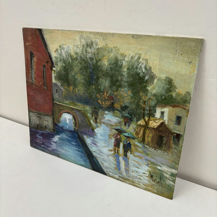 Detailed Cityscape Oil Painting "Canal Bridge" Refined Small Artwork Holland Art Shop