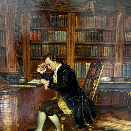 Traditional Figurative Oil Painting "Seated Scholar" Refined Small Artwork Holland Art Shop