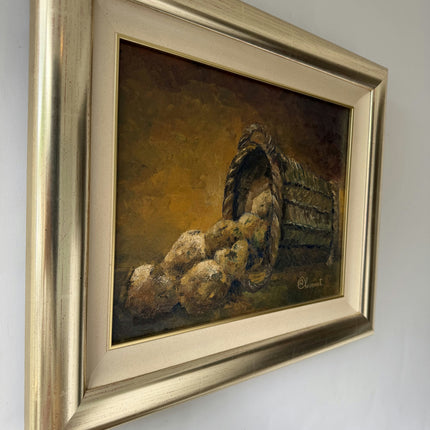 Handcrafted Still Life Oil Painting "Rope Basket" Elegant Art Holland Art Shop