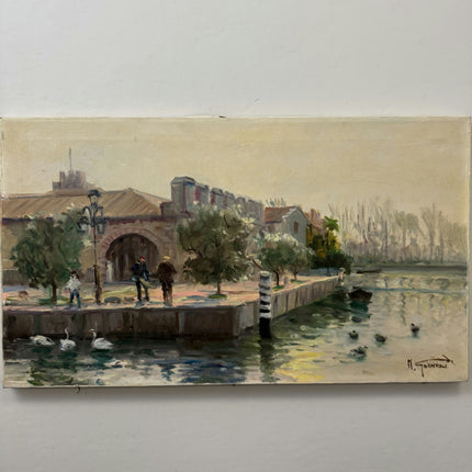 Traditional Cityscape Oil Painting "Two Riders" Elegant Artwork Holland Art Shop