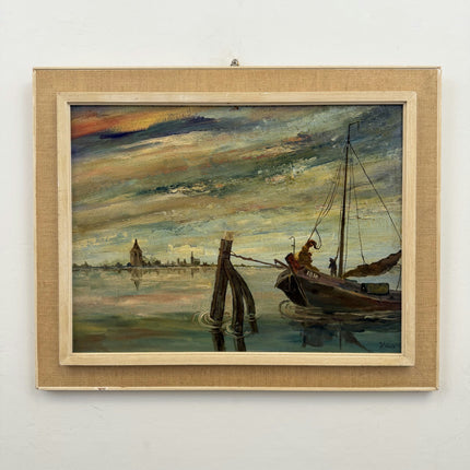 Original Scenery Oil Painting "Wooden Frame" Expressive Art Holland Art Shop