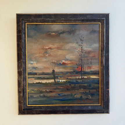 Traditional Landscape Oil Painting "Lonely Tree" Vintage Art Holland Art Shop