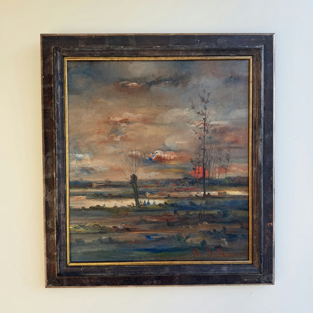 Traditional Landscape Oil Painting "Lonely Tree" Vintage Art Holland Art Shop