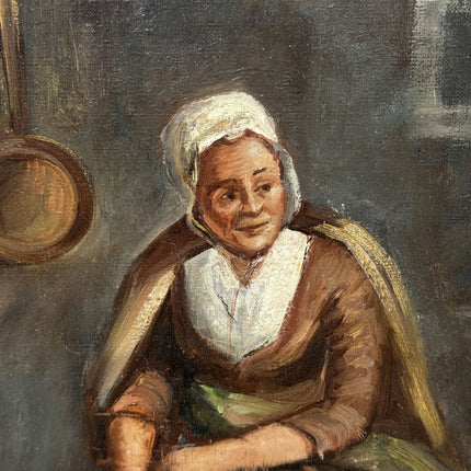 Refined Interior Oil Painting "Cooking Woman" Authentic Artwork Holland Art Shop