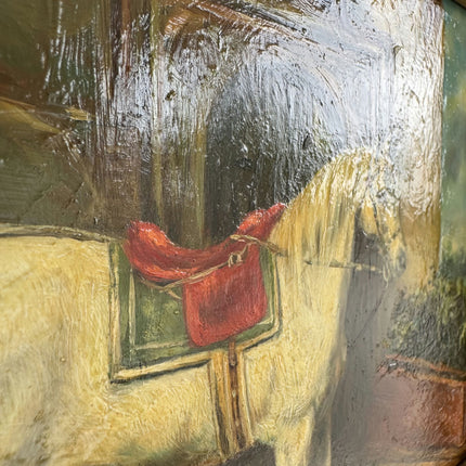 Expressive Animals Oil Painting "White Horse" Handcrafted Small Art Holland Art Shop