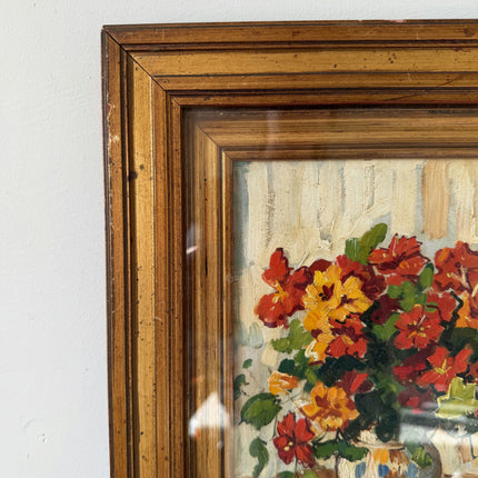 Classic Oil Painting Floral Still Life "Flower Vase" Handcrafted Small Artwork