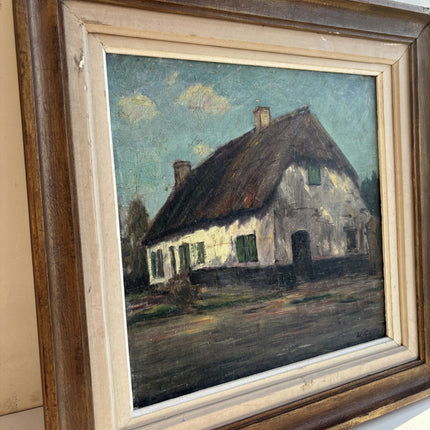 Elegant Farm Oil Painting "Thatched Cottage" Detailed Artwork Holland Art Shop