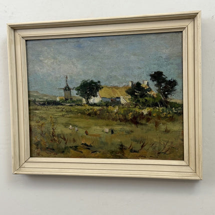 Detailed Farm Oil Painting "Thatched Cottage" Refined Small Art Holland Art Shop