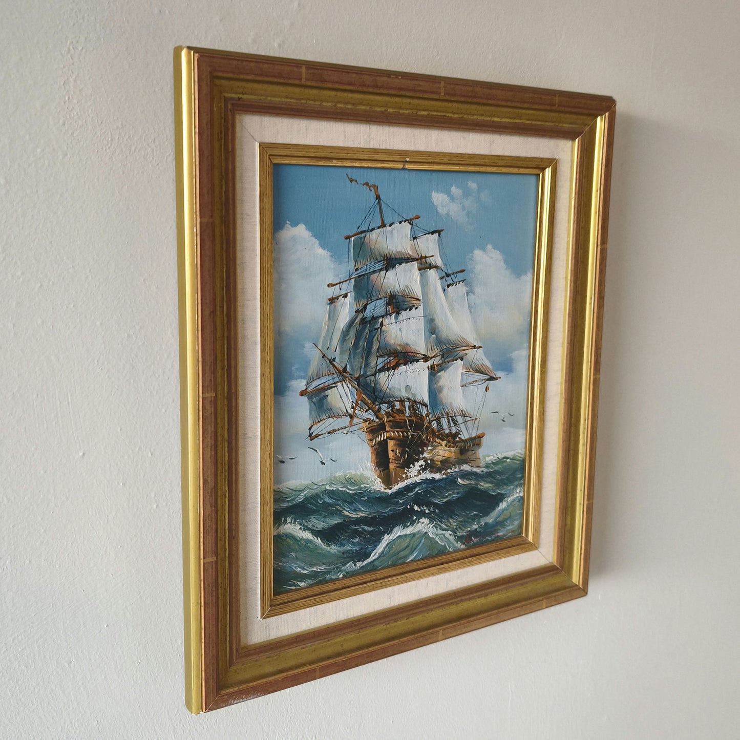 Vintage 'Coastal View' Late 20th Century Stunning Seascape Framed Oil Painting