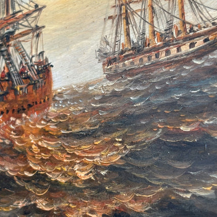 Antique Seascape Oil Painting "Gilded Frame" Elegant Small Artwork Holland Art Shop