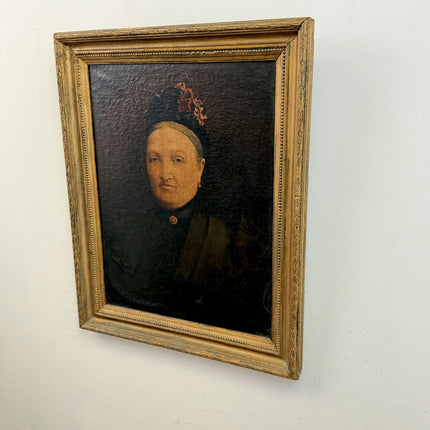19th Century Antique Portrait Oil Painting "Elderly Woman" Artwork Holland Art Shop