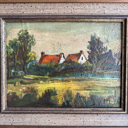 Vintage Landscape Oil Painting "Wooden Frame" Traditional Small Artwork Holland Art Shop