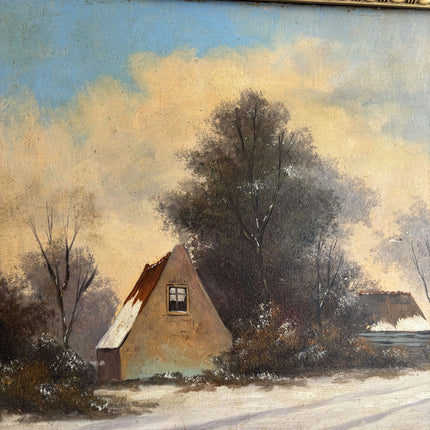 Timeless Winter Landscape Oil Painting "Snowy Cottage" Expressive Artwork Holland Art Shop