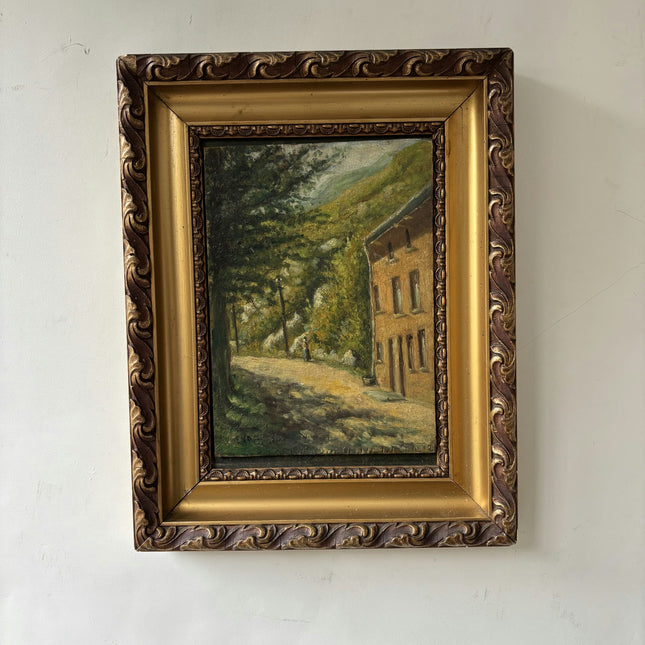 Detailed Interior Oil Painting "Golden Frame" Expressive Small Art Holland Art Shop