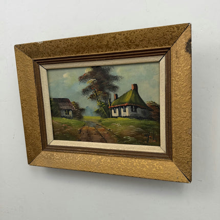 Rustic Farm Oil Painting "Thatched Cottage" Detailed Artwork Holland Art Shop