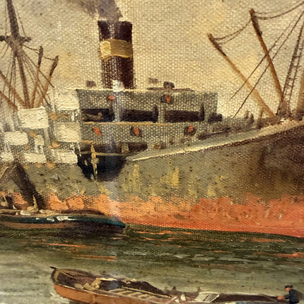 Refined Harbor Scene Oil Painting "Cargo Ship" Classic Artwork Holland Art Shop