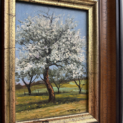Elegant Landscape Oil Painting "Blossom Tree" Handcrafted Small Artwork Holland Art Shop