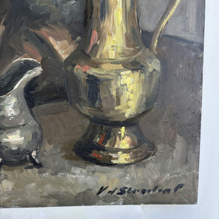Handcrafted Still Life Oil Painting "Brass Samovar" Vintage Art Holland Art Shop