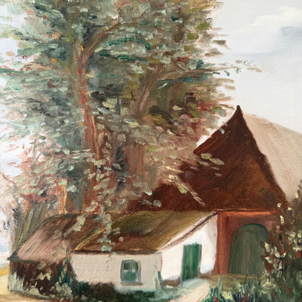 Handcrafted Oil Painting Landscape "Thatched Cottage" Traditional Medium Art