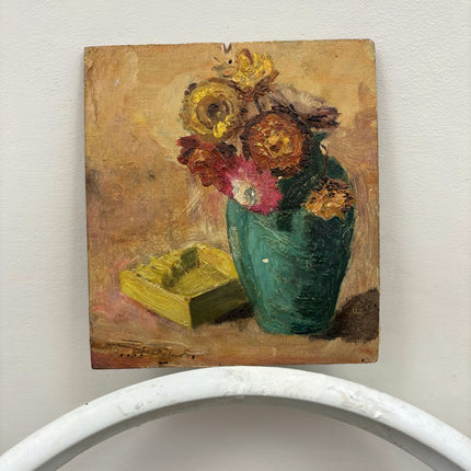 Expressive Still Life Oil Painting "Green Vase" Timeless Small Artwork Holland Art Shop