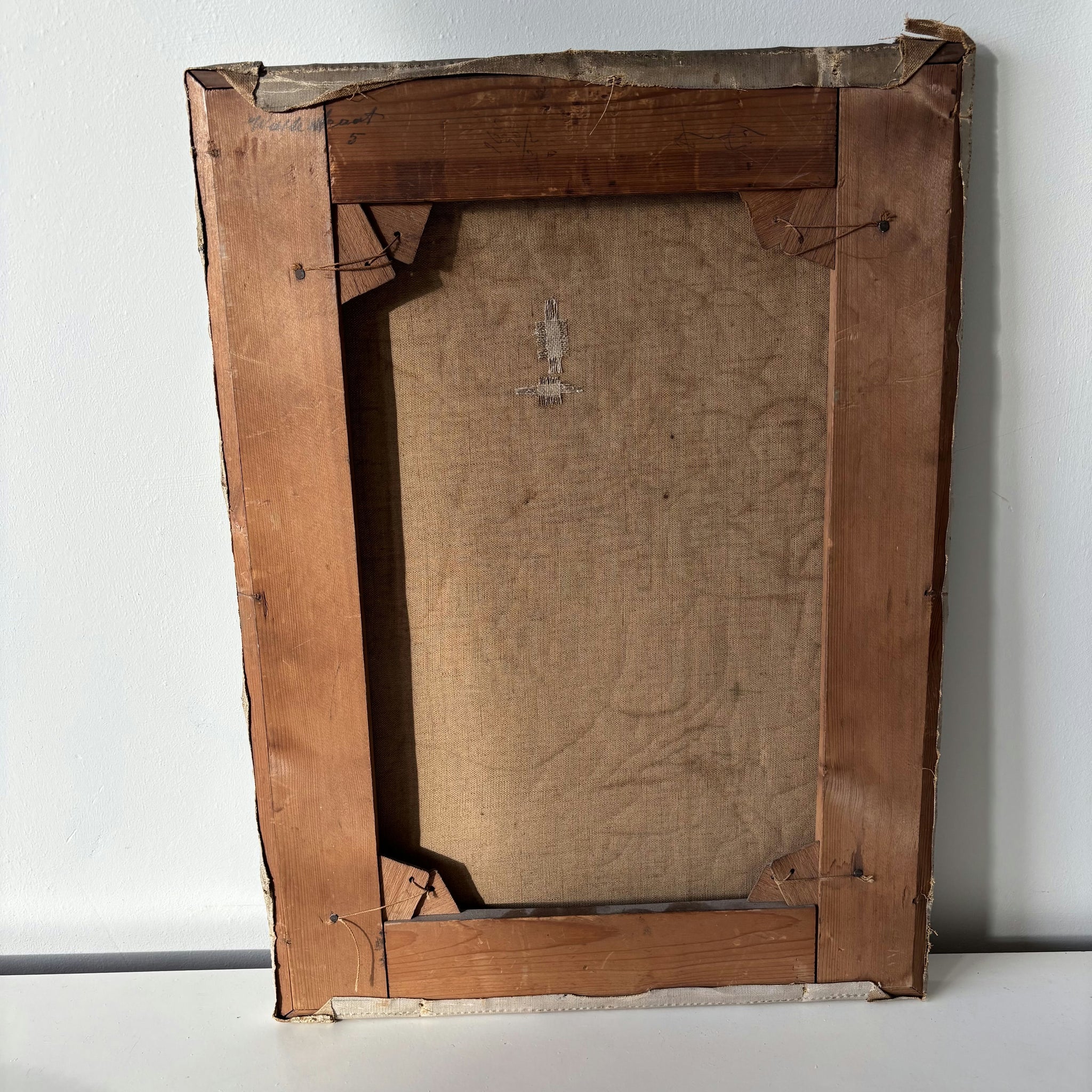 19th Century Gentleman Black Suit Beard Collar Antique Oil Painting Authentic