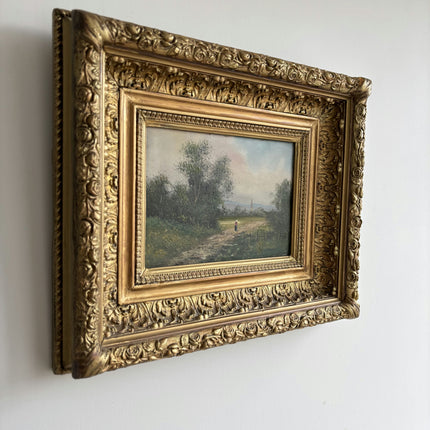 Handcrafted Landscape Oil Painting "Ornate Frame" Detailed Small Art Holland Art Shop