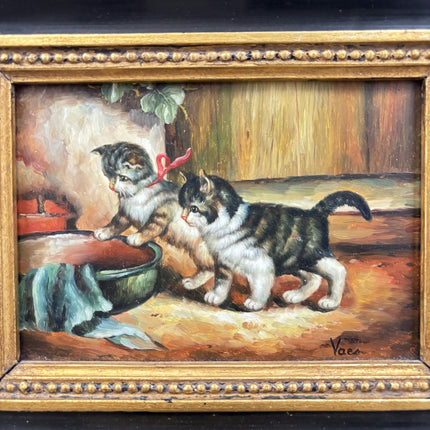 Expressive Animals Oil Painting "Playful Kittens" Classic Small Artwork Holland Art Shop