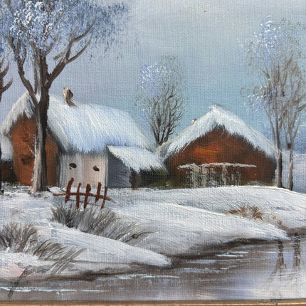 Traditional Winter Landscape Oil Painting "Snowy Cottage" Classic Small Artwork Holland Art Shop