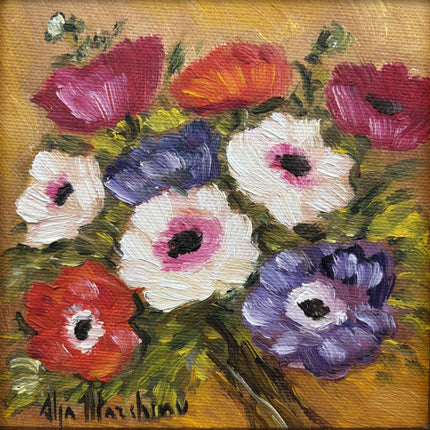 Original Flowery Still Life Oil Painting "Flower Bouquet" Refined Small Art Holland Art Shop