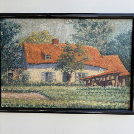 Rustic Farm Oil Painting "Red Roof" Refined Artwork Holland Art Shop
