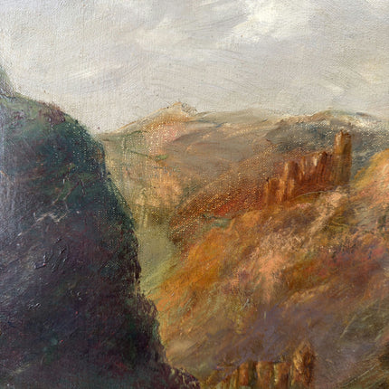 19th Century Antique Landscape Oil Painting "River Gorge" Art Holland Art Shop