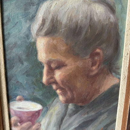 Rustic Portrait Oil Painting "Elderly Woman" Expressive Small Artwork Holland Art Shop