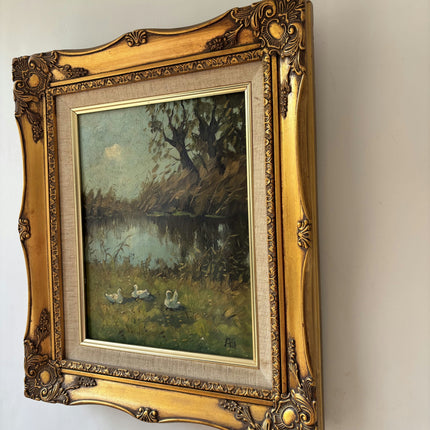 Refined Animals Oil Painting "White Ducks" Traditional Art Holland Art Shop