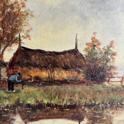 Expressive Landscape Oil Painting "Thatched Cottage" Handcrafted Artwork Holland Art Shop