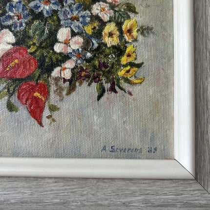 Original Flowery Still Life Oil Painting "Flower Bouquet" Elegant Small Art Holland Art Shop