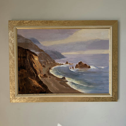 Original Oil Painting Harbor Scene "Coastal Cliffs" Intriguing Medium Artwork Holland Art Shop