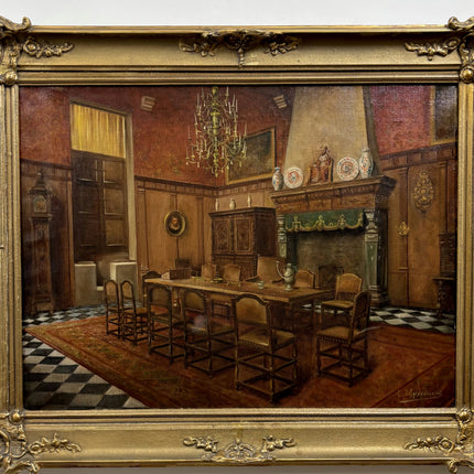 Elegant Interior Oil Painting "Dining Table" Handcrafted Large Artwork Holland Art Shop